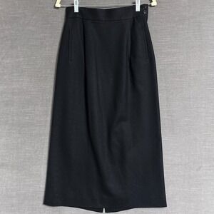 Vintage Rothschild Skirt 8 Black Heavy Wool Maxi Pencil Career‎ Office Work 90s